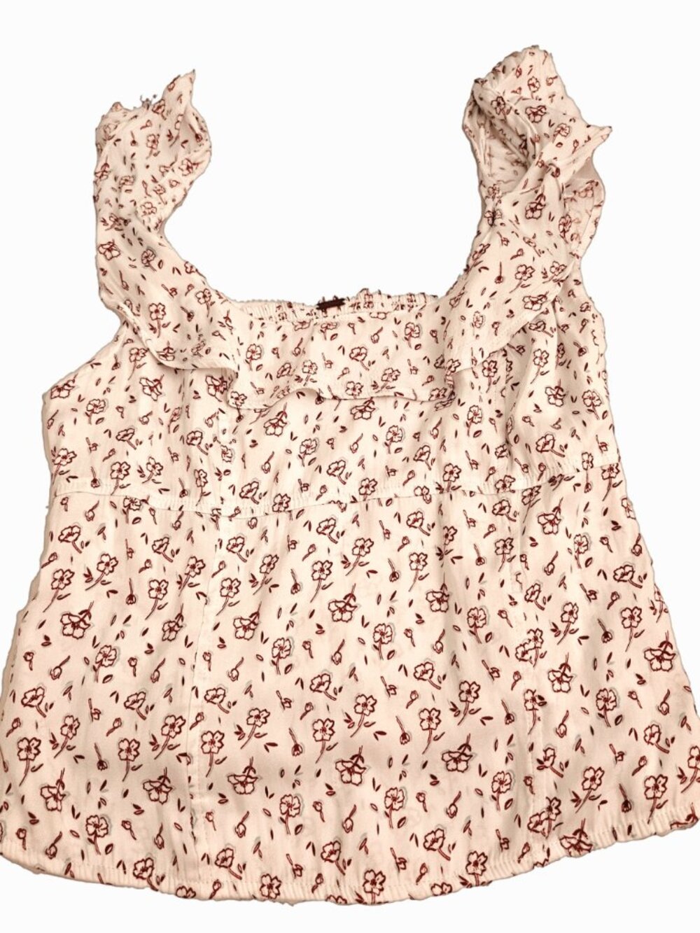 Free People Brand Floral Flutter Sleeve Top Size Small